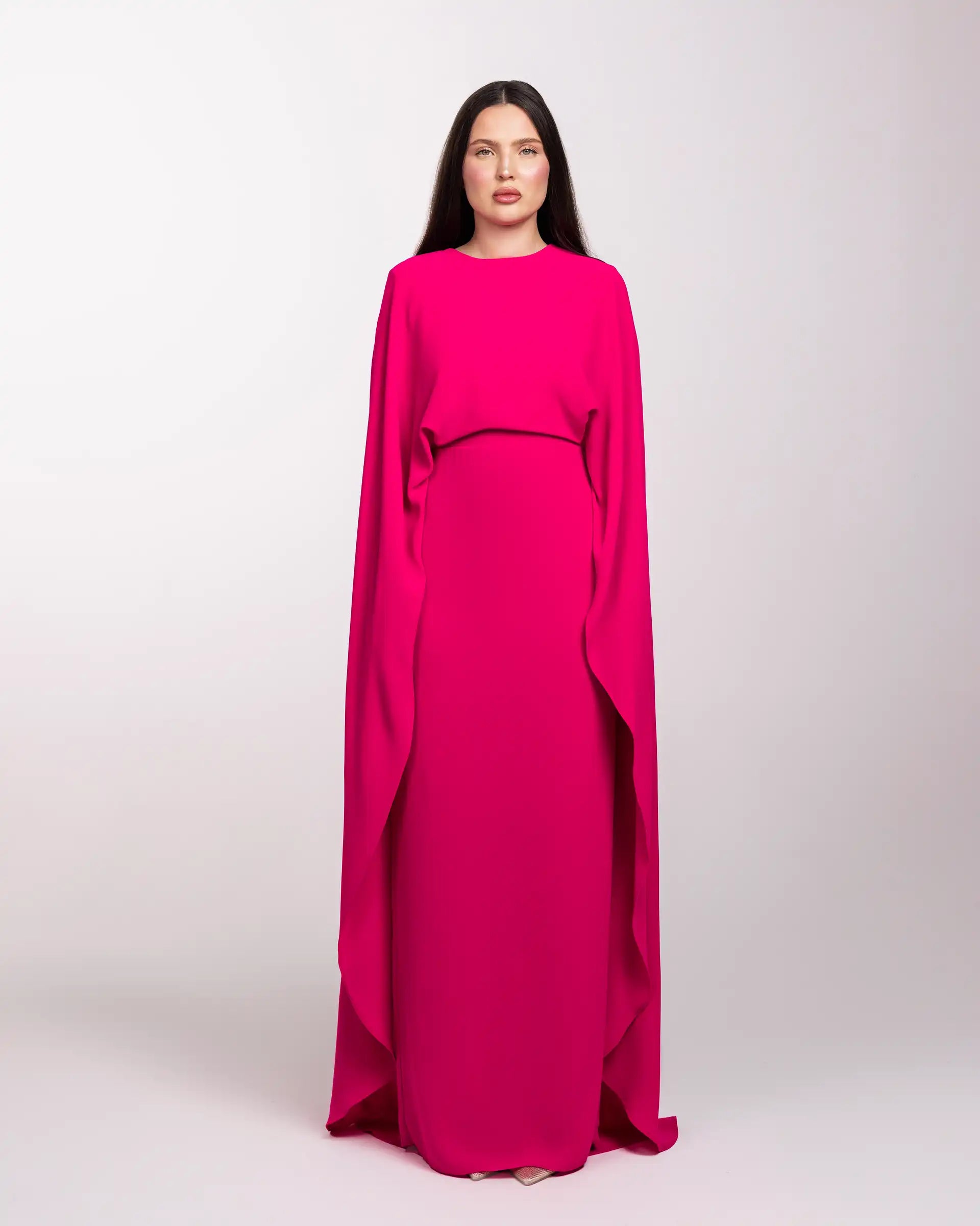 Cape Dress - Fuchsia